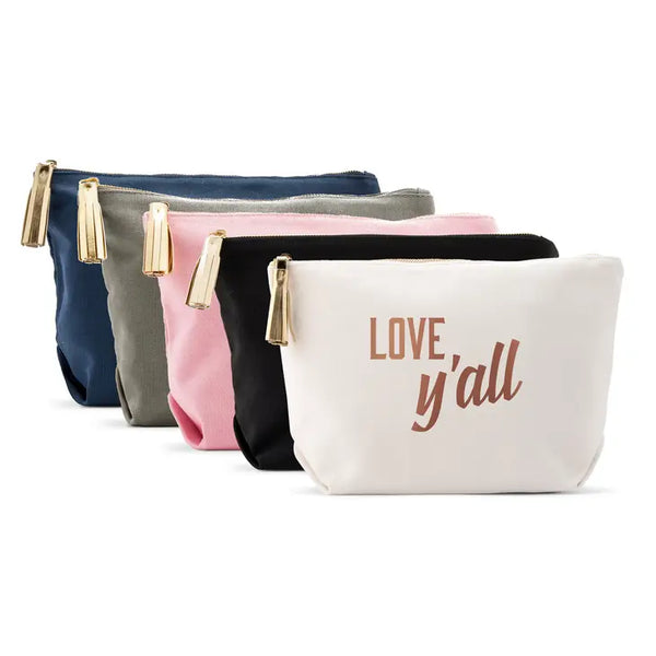 Large Personalized Canvas Makeup Bag - Love, Y'all