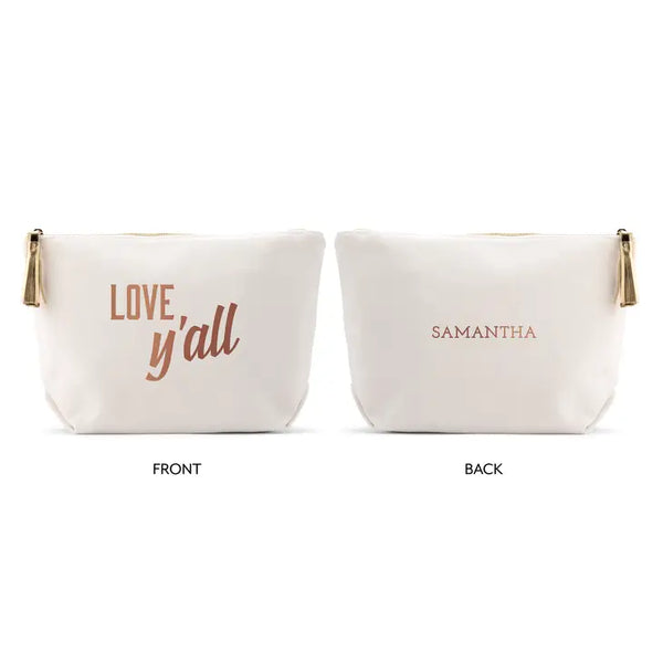 Large Personalized Canvas Makeup Bag - Love, Y'all