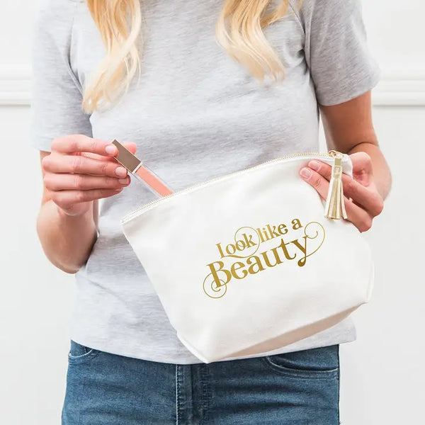 Large Personalized Canvas Makeup Bag - Look Like A Beauty