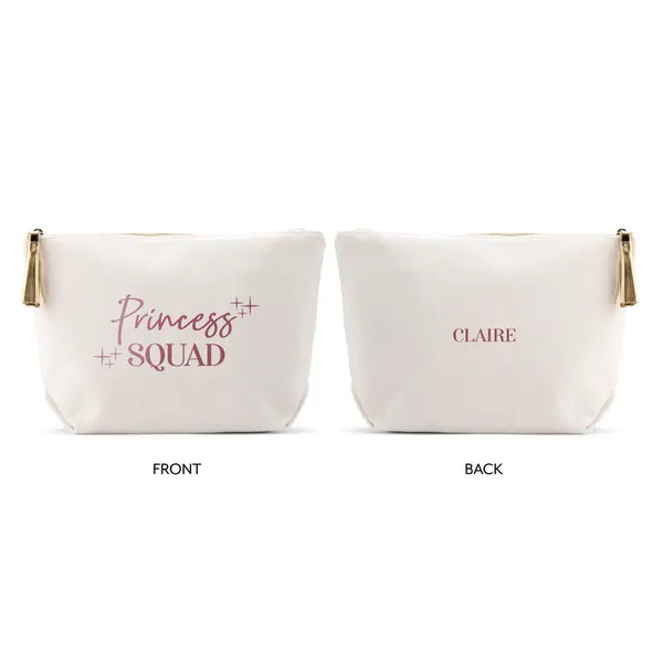 Large Personalized Canvas Makeup Bag - Princess Squad