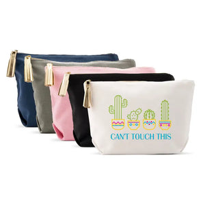 Large Personalized Canvas Makeup Bag - Can't Touch This