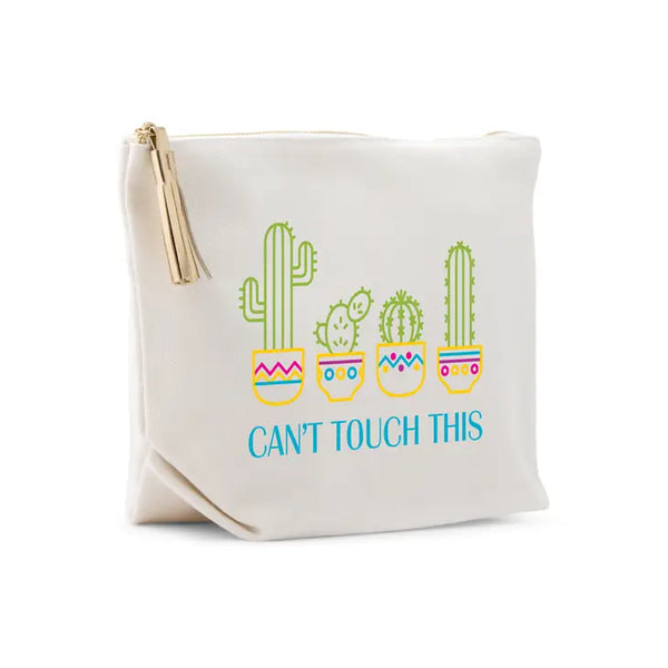 Large Personalized Canvas Makeup Bag - Can't Touch This