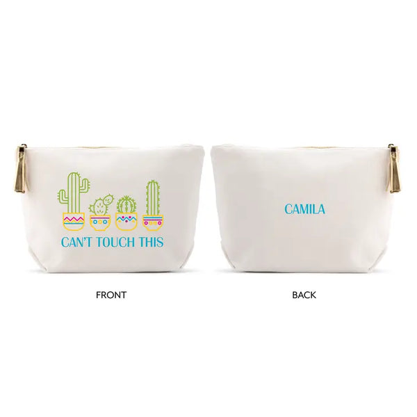 Large Personalized Canvas Makeup Bag - Can't Touch This