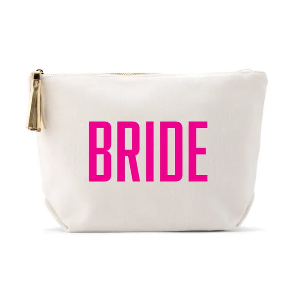 Large Personalized Canvas Makeup Bag - Glam Bride