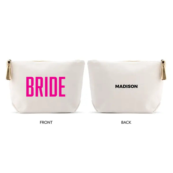 Large Personalized Canvas Makeup Bag - Glam Bride