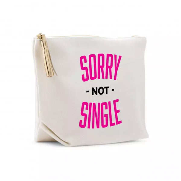 Large Personalized Canvas Makeup Bag - Sorry Not Single