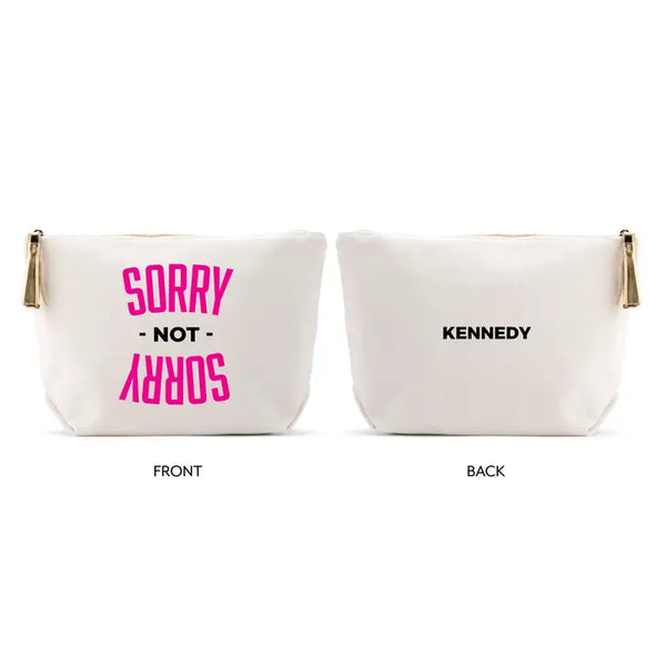 Large Personalized Canvas Makeup Bag - Sorry Not Sorry