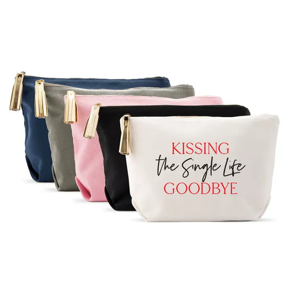 Large Personalized Canvas Makeup Bag - Kissing The Single Life Goodbye