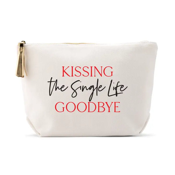 Large Personalized Canvas Makeup Bag - Kissing The Single Life Goodbye