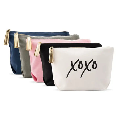 Large Personalized Canvas Makeup Bag - XOXO