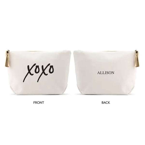 Large Personalized Canvas Makeup Bag - XOXO