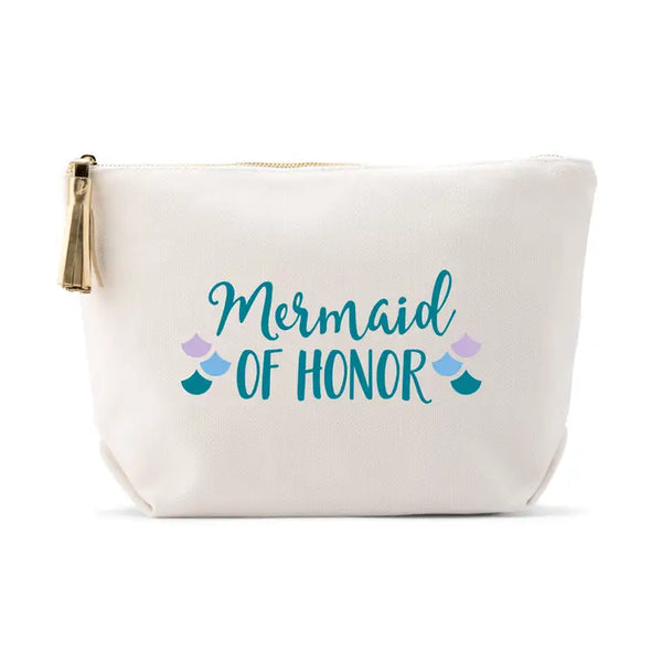 Large Personalized Canvas Makeup Bag - Mermaid Of Honor