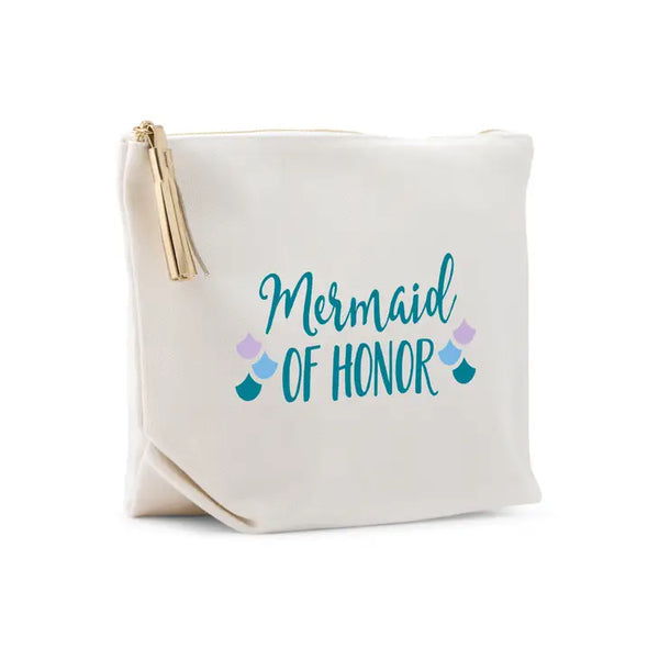 Large Personalized Canvas Makeup Bag - Mermaid Of Honor