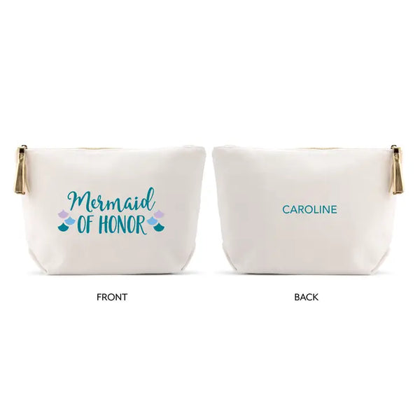 Large Personalized Canvas Makeup Bag - Mermaid Of Honor