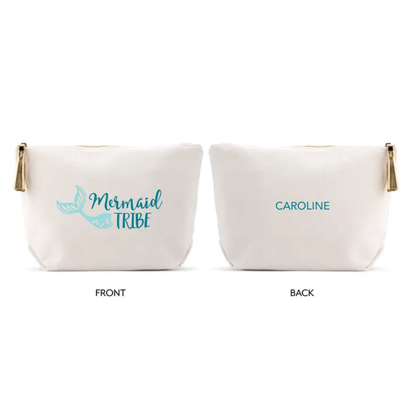 Large Personalized Canvas Makeup Bag - Mermaid Tribe