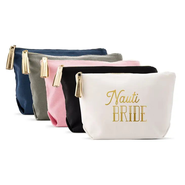 Large Personalized Canvas Makeup Bag - Nauti Bride