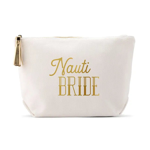 Large Personalized Canvas Makeup Bag - Nauti Bride