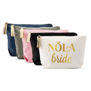 Large Personalized Canvas Makeup Bag - NOLA Bride