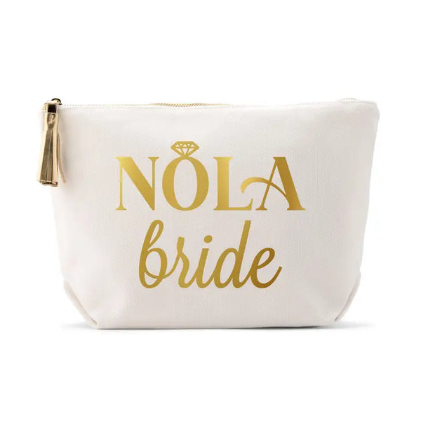 Large Personalized Canvas Makeup Bag - NOLA Bride