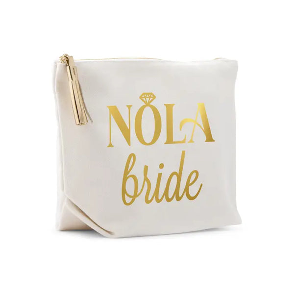 Large Personalized Canvas Makeup Bag - NOLA Bride