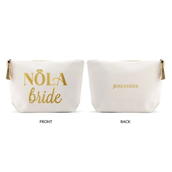 Large Personalized Canvas Makeup Bag - NOLA Bride