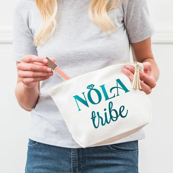 Large Personalized Canvas Makeup Bag - NOLA Tribe