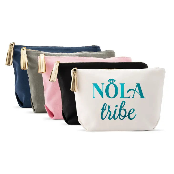 Large Personalized Canvas Makeup Bag - NOLA Tribe