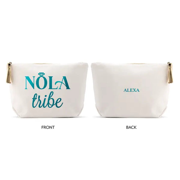 Large Personalized Canvas Makeup Bag - NOLA Tribe