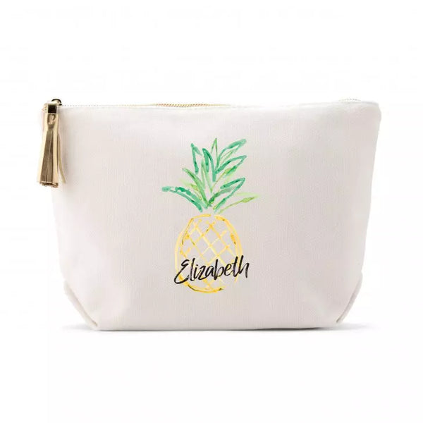 Large Personalized Canvas Makeup Bag - Pineapple