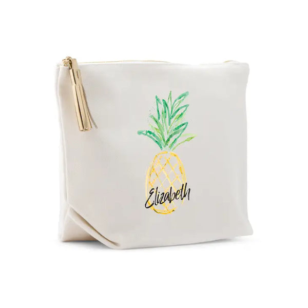 Large Personalized Canvas Makeup Bag - Pineapple