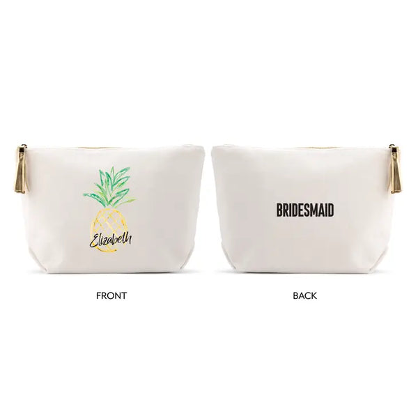 Large Personalized Canvas Makeup Bag - Pineapple