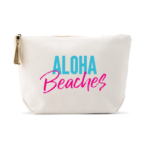 Large Personalized Canvas Makeup Bag - Aloha Beaches