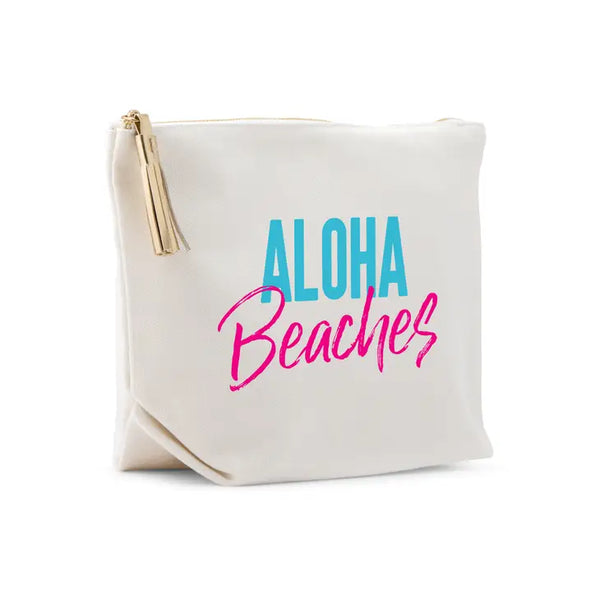 Large Personalized Canvas Makeup Bag - Aloha Beaches