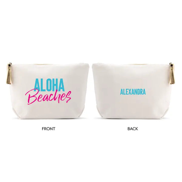 Large Personalized Canvas Makeup Bag - Aloha Beaches