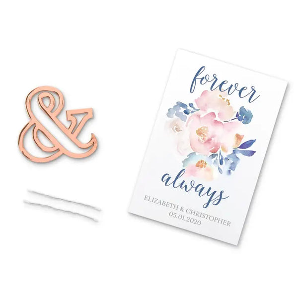 Rose Gold Ampersand Bottle Opener Wedding Favor - Forever & Always