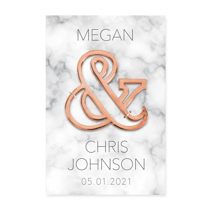 Rose Gold Ampersand Bottle Opener Wedding Favor - Geo Marble