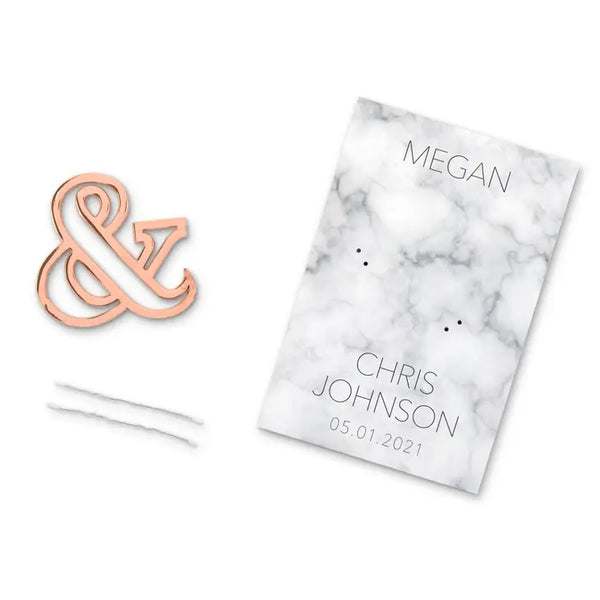 Rose Gold Ampersand Bottle Opener Wedding Favor - Geo Marble