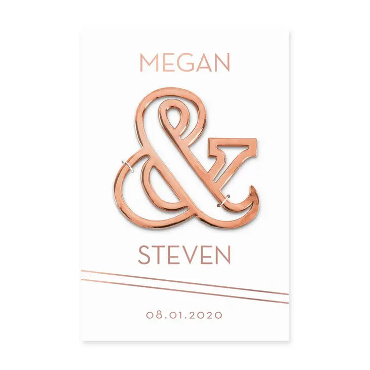 Rose Gold Ampersand Bottle Opener Wedding Favor - Retro Luxe