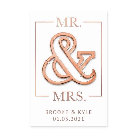 Rose Gold Ampersand Bottle Opener Wedding Favor - Mr. & Mrs.