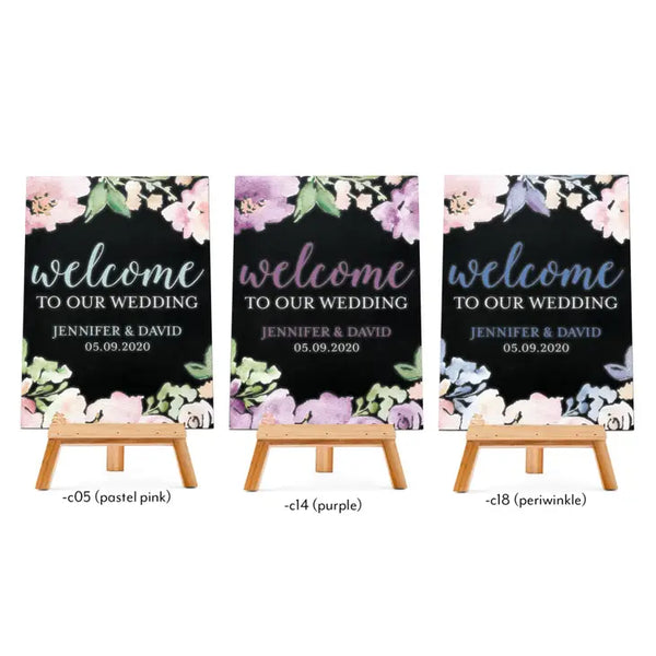 Custom Wedding Chalkboard Sign - Welcome Floral