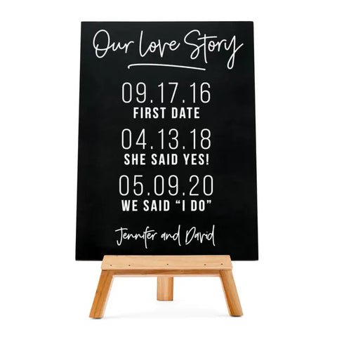 Custom Wedding Chalkboard Sign - Love Story Dates