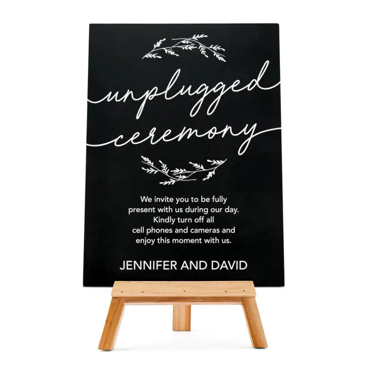 Custom Wedding Chalkboard Sign - Unplugged Ceremony