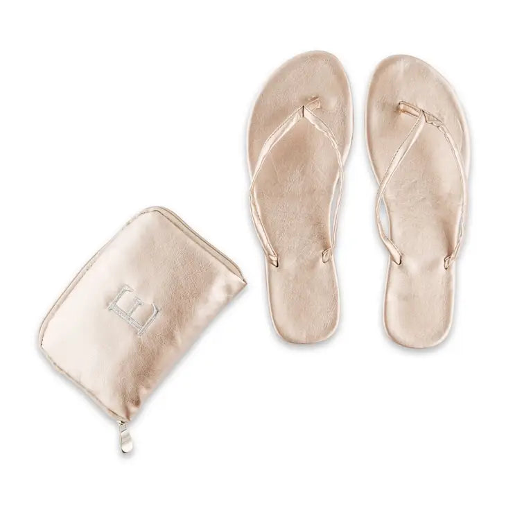 Personalized Foldable Flip Flop Wedding Favors - Metallic Gold