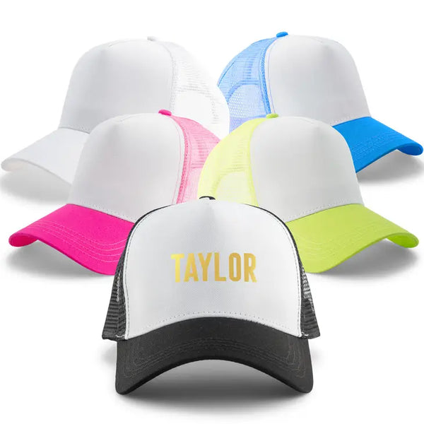 Wedding Party Snapback Trucker Hats - Block Font