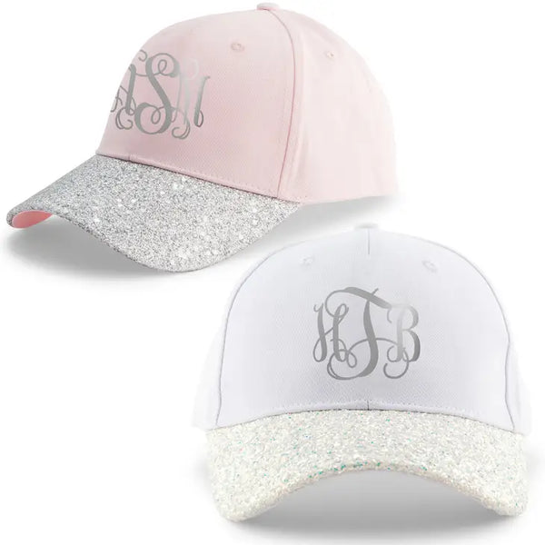 Women's Wedding Party Glitter Hats - Monogram