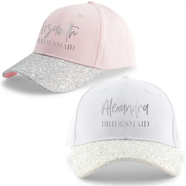 Women's Wedding Party Glitter Hats - Script & Block