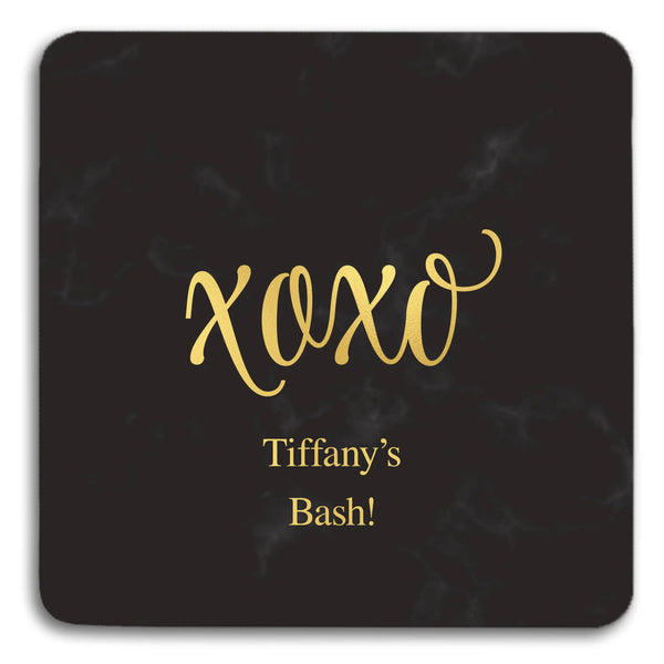 Personalized Marble Paper Coasters - Square - Bachelorette