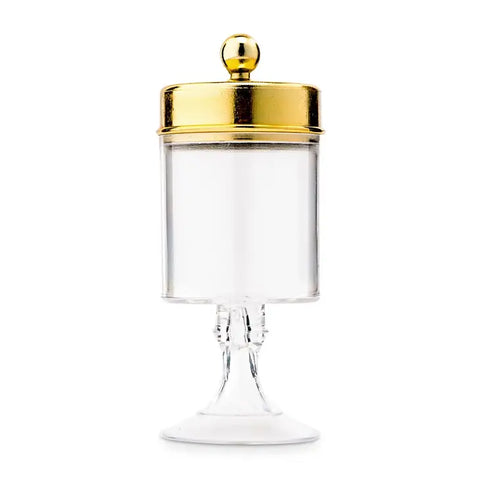 Small Clear Plastic Wedding Favor Container Set - Cylinder Cup With Gold Lid