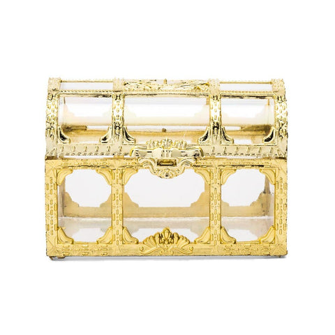 Small Clear Plastic Wedding Favor Container Set - Gold Treasure Chest