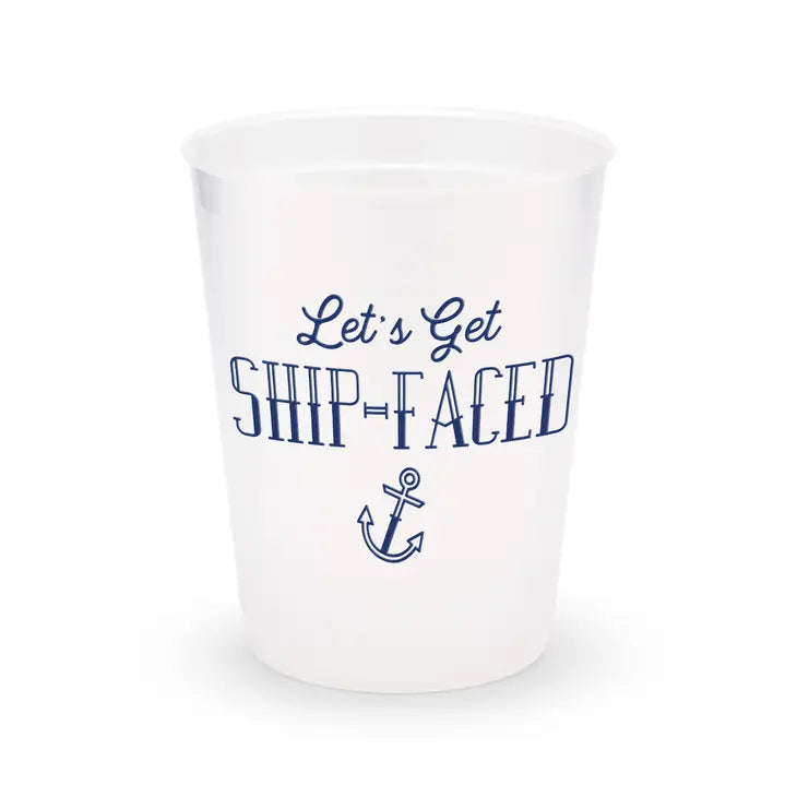 Personalized Frosted Plastic Party Cups - Ship-Faced - Set Of 8